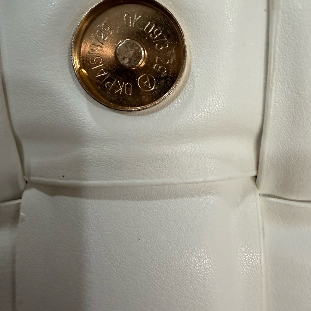 Elegant White Fashion Inspired 
Quilted Bag with Gold Chain - Picture 3 of 3